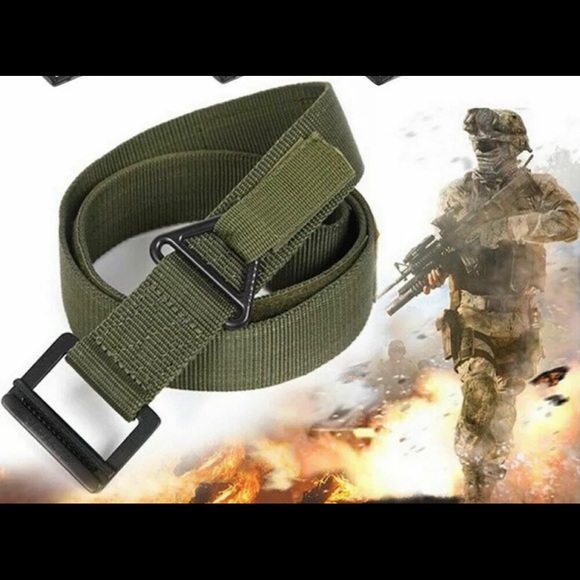 Men's Tactical Belt Military Style Metal Buckle Heavy-Duty Riggers Belts - Picture 3 of 4
